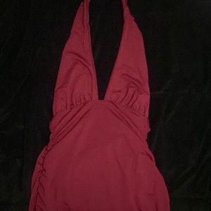 Red halter dress